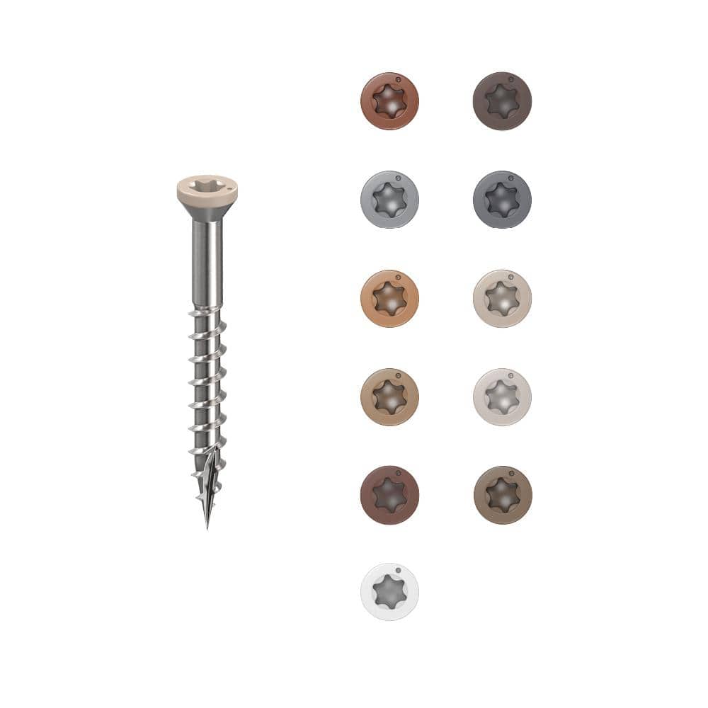 1-5/8 in. #8 316 Stainless Steel Sand Premium Star Drive Trim Screws (100-Count) - Hercitys