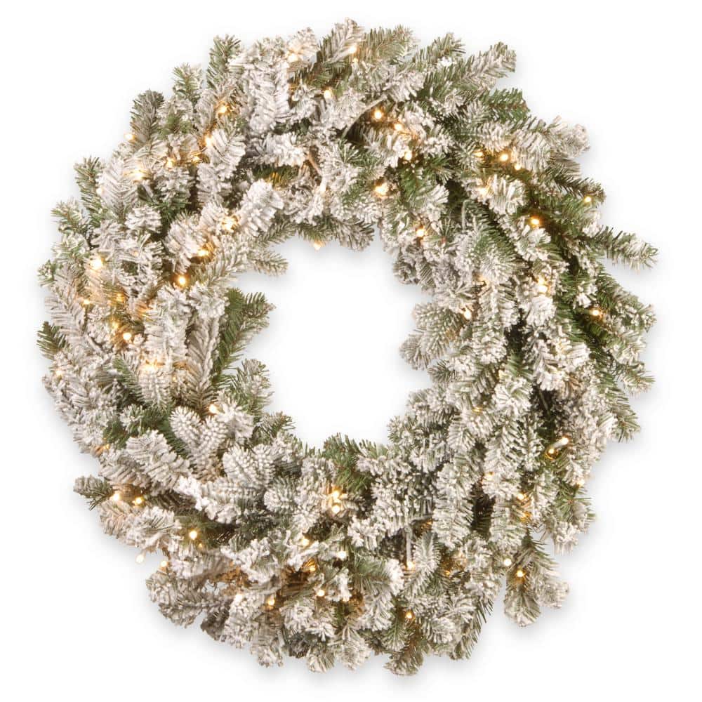 30 in. Snowy Sheffield Spruce LED Artificial Christmas Wreath with Twinkly Lights - Hercitys