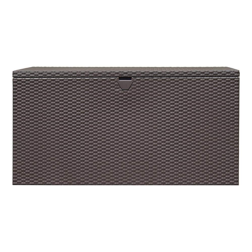 4 ft. D x 2 ft. W x 2 ft. H 134-Gal. HDG Steel Spacemaker Deck Box in Espresso with Corrugated Floor and Pneumatic Lift - Hercitys