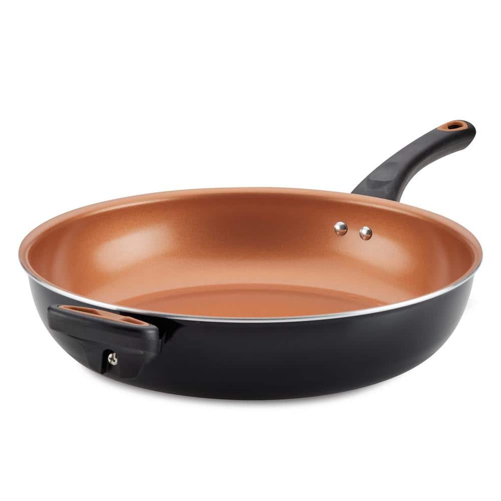 12.5 in. Heavy-duty Aluminum Ceramic Nonstick Coating Frying Pan with Easy Hold Handle and Comfortable Helper Handle - Hercitys