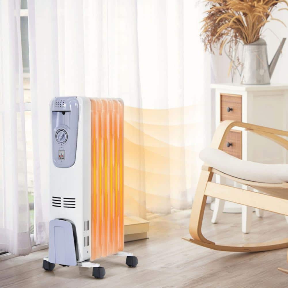 1500W Electric Oil Filled Radiant Space Heater Portable Mini Quiet Radiator Heater with Adjustable Thermostat & 4 Wheels - Hercitys