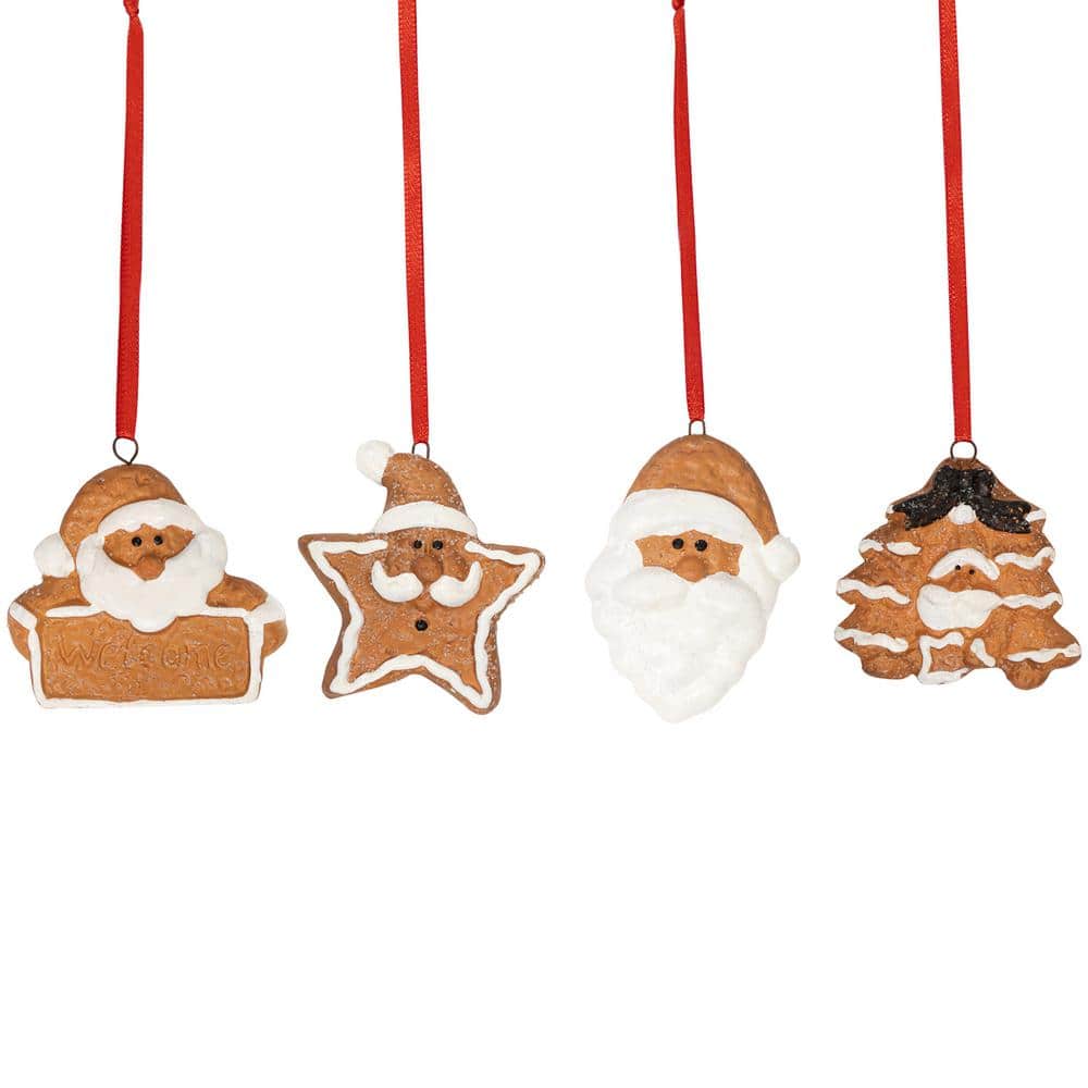 2.5 in. Santa Claus Gingerbread Christmas Ornaments (Set of 4) - Hercitys