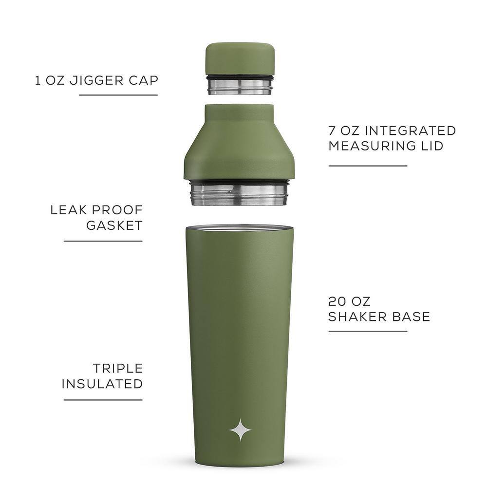 20 oz. Green Vacuum Insulated Stainless Steel Cocktail Protein Shaker - Hercitys