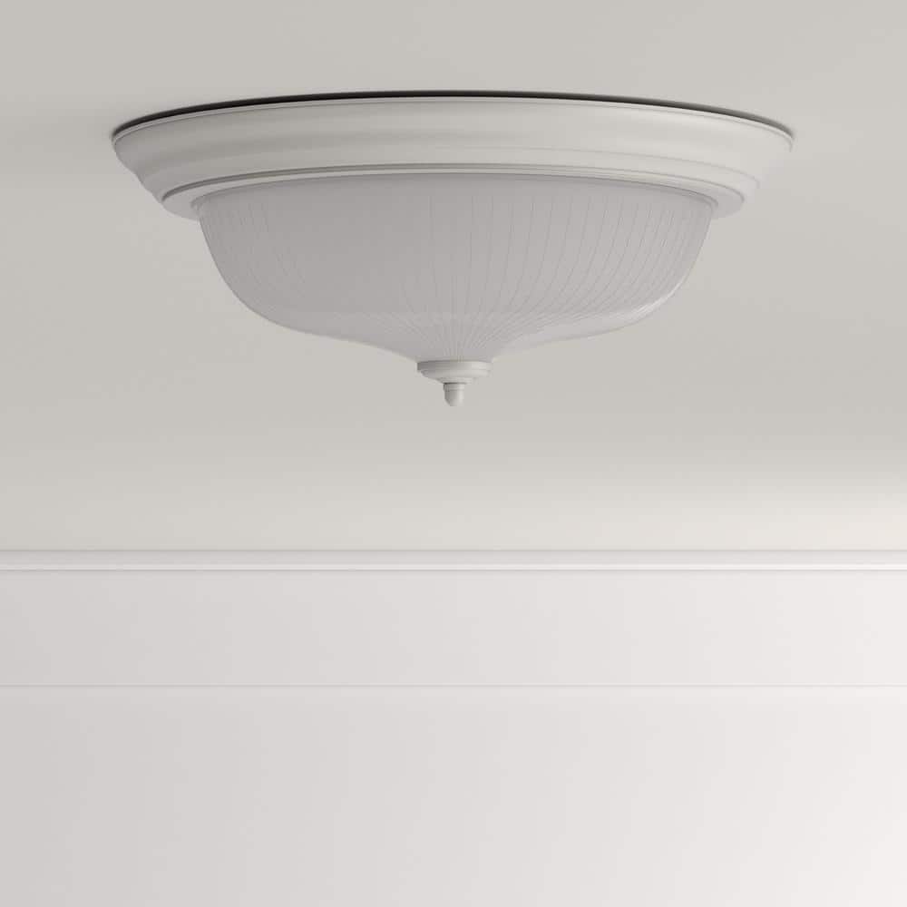 15 in. 3-Light White Dome Flush Mount with White Glass Shade - Hercitys
