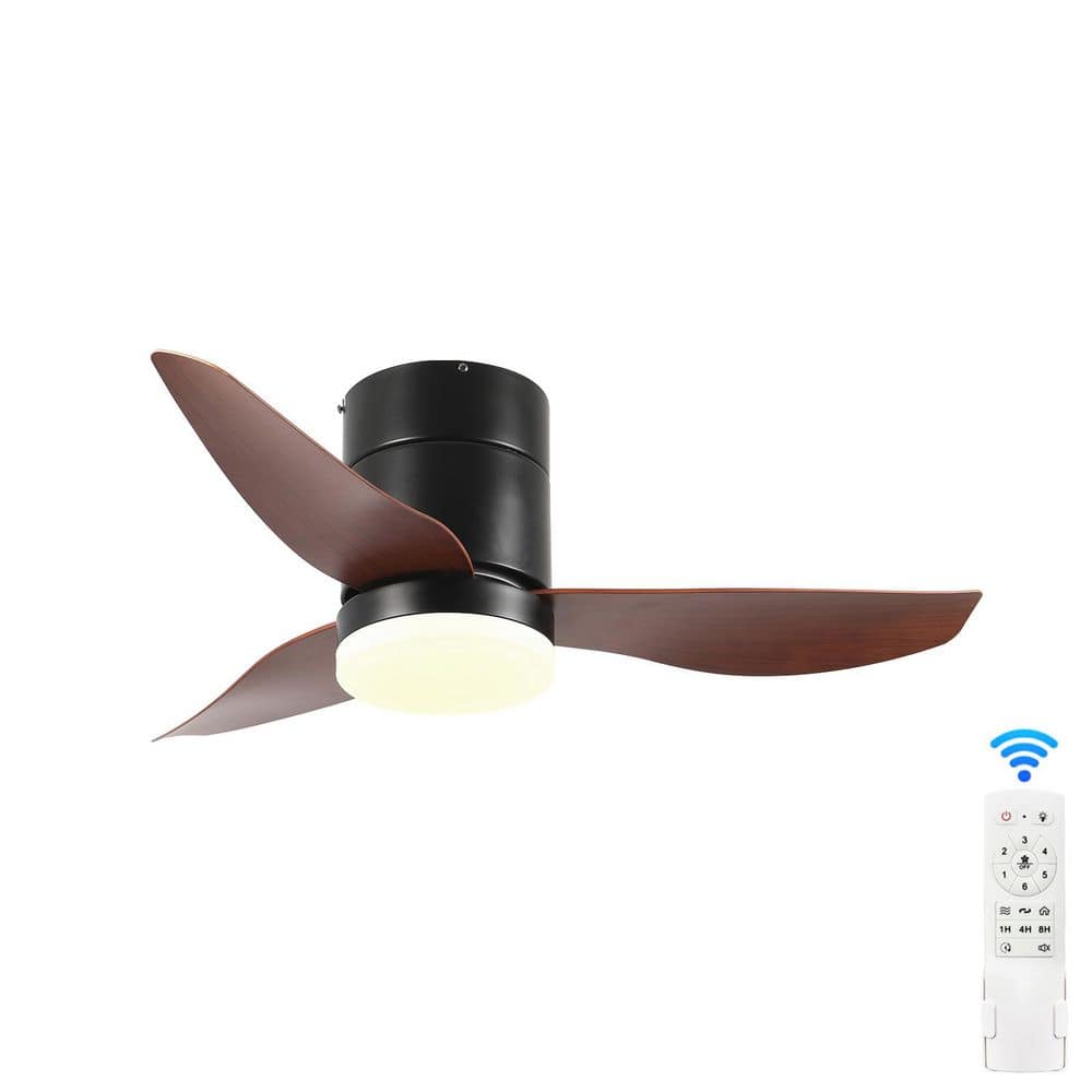 36 in. Black Indoor Ceiling Fan with Light Remote Control, Quiet DC Motor 3 ABS Blade Ceiling Fans 6-Speed Levels - Hercitys