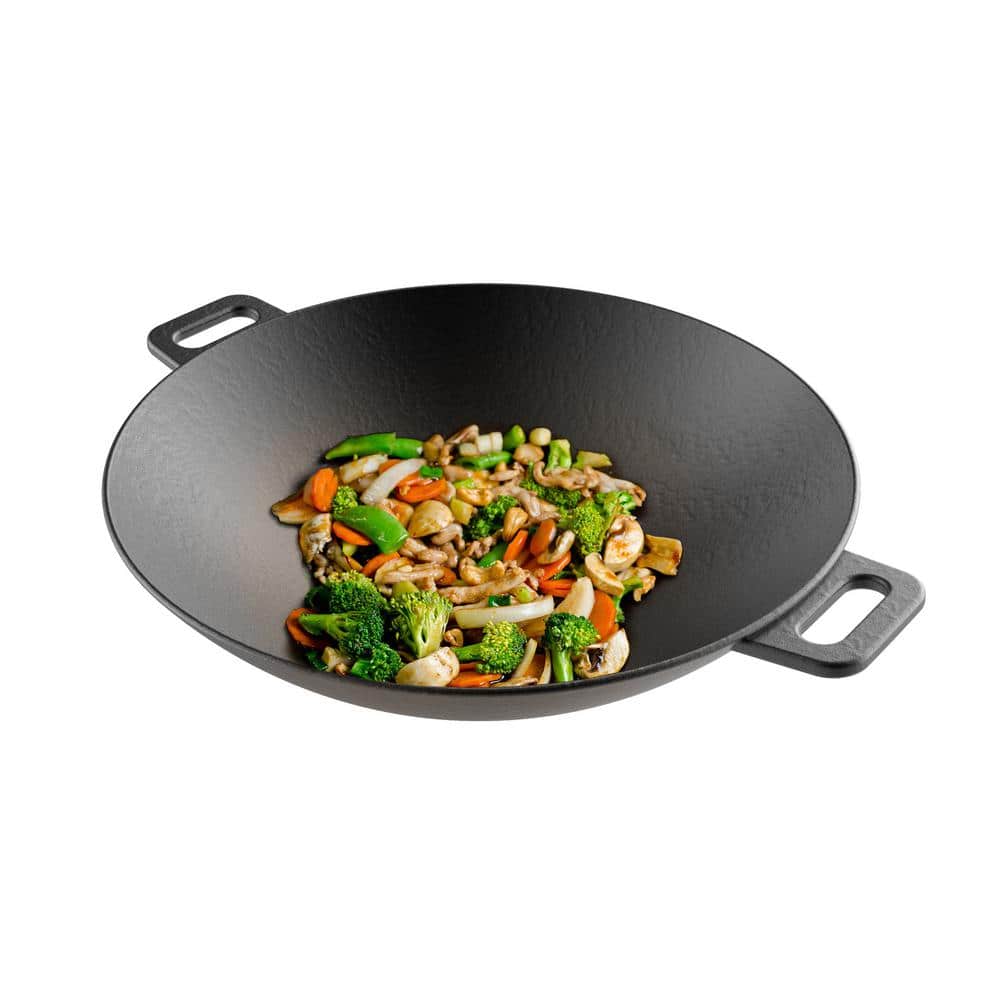 14 in. Cast Iron Wok with Handles - Hercitys