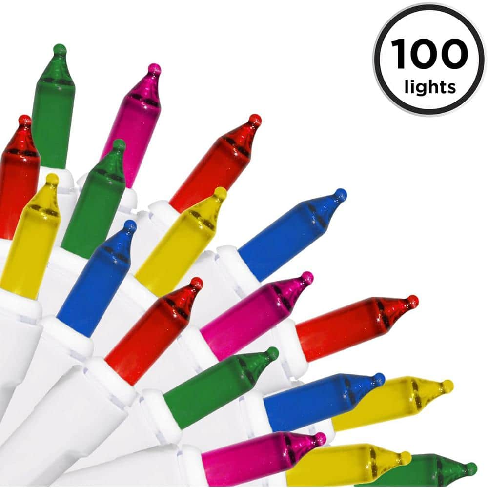 22.42 ft. 100-Count Incandescent Multi Christmas String to String Mini Lights - Hercitys