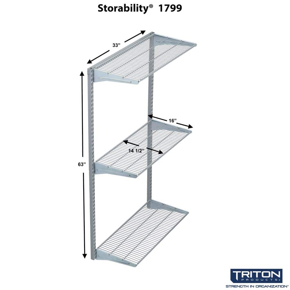 16 in. x 63 in. Steel Garage Wall Shelving in Gray - Hercitys