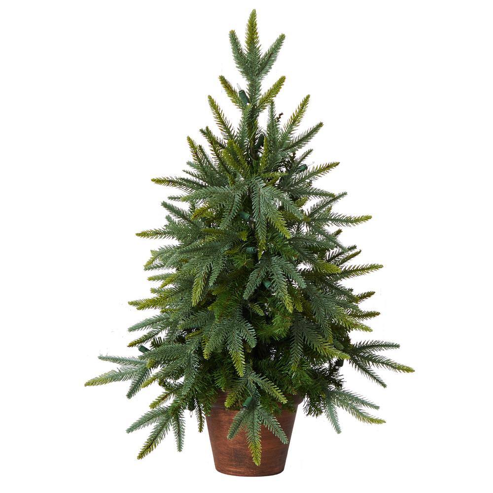 2.5 ft. Artificial Christmas Tree with Copper Planter and Clear Lights - Hercitys