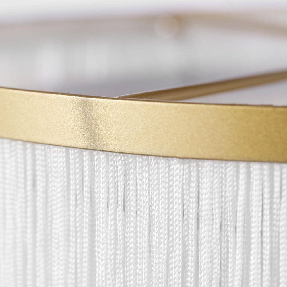 12 in. 1-Light Matte Gold Semi-Flush Mount Ceiling Light with White Fabric Fringe Shade - Hercitys