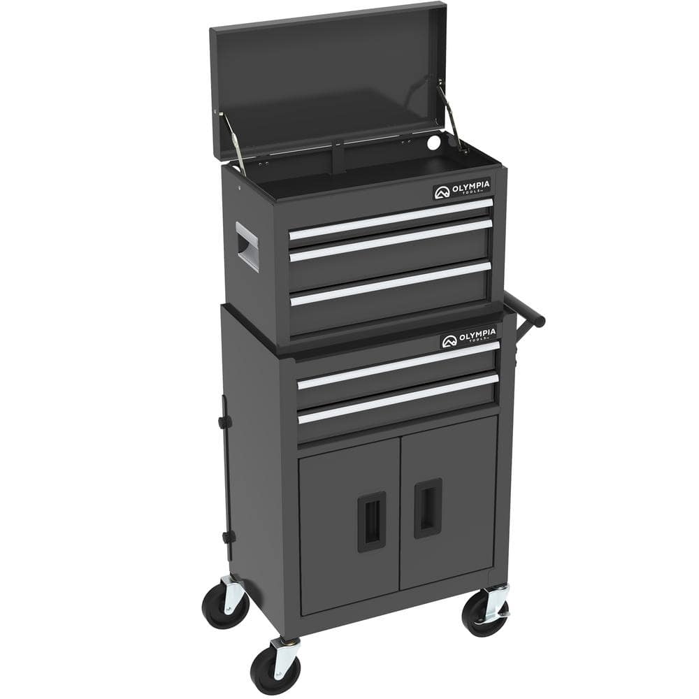 20 in. W x 12 in. D 5-Drawer Steel Tool Chest and Cabinet Combo with Power Outlets - Hercitys