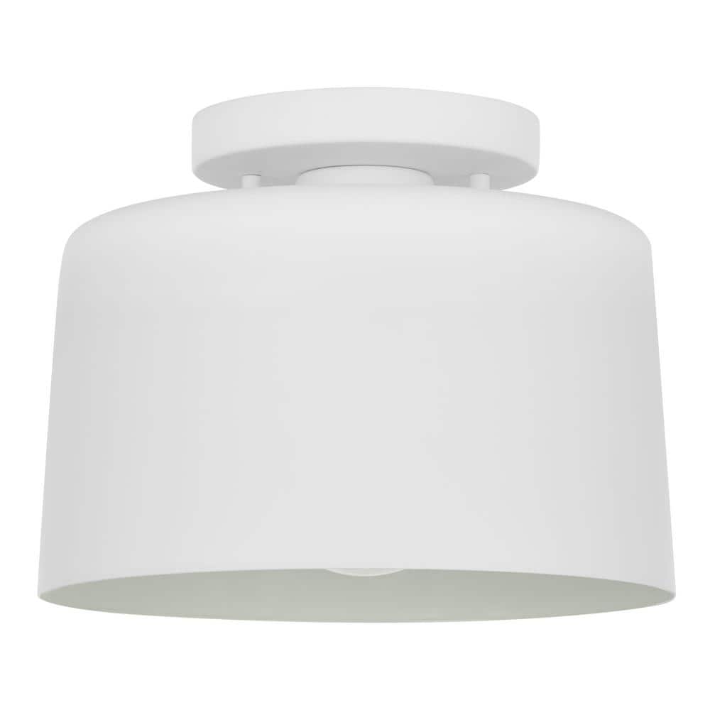 10 in. 1-Light Matte White Semi-Flush Mount - Hercitys