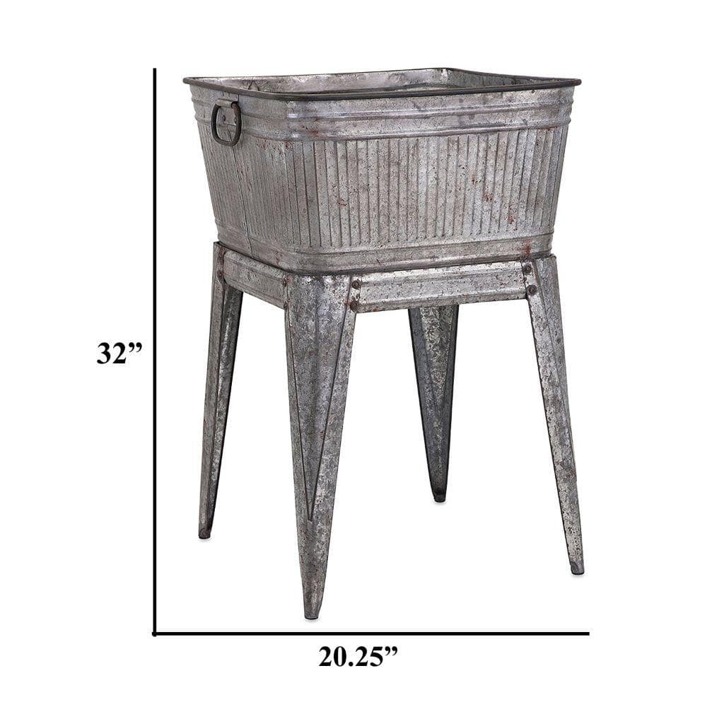 32 in. Gray Iron Multi-Functional Galvanized Metal Tub on Stand - Hercitys