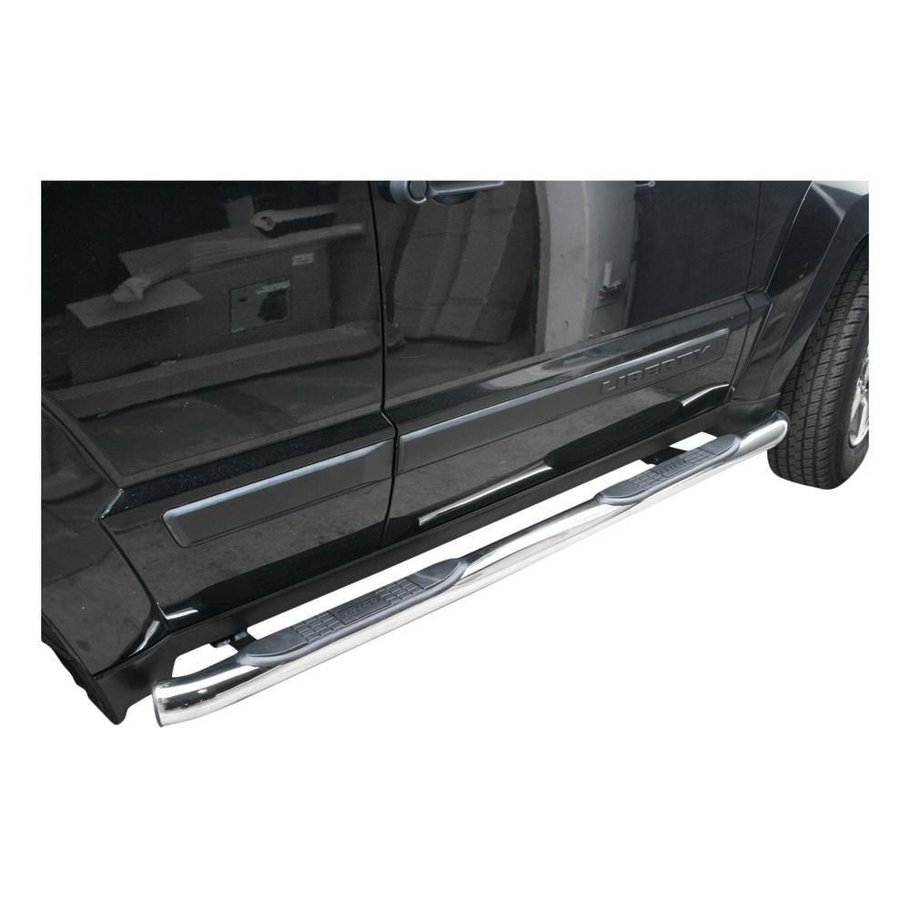 3-Inch Round Polished Stainless Steel Nerf Bars, No-Drill, Select Jeep Liberty - Hercitys