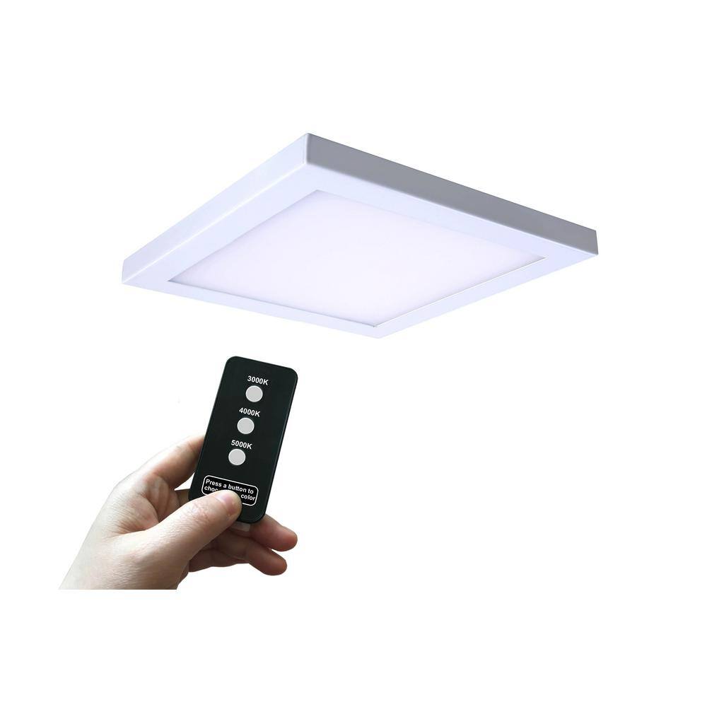 10 in. Multi-Color Selectable LED Flush Mount Remote Platter White - Hercitys