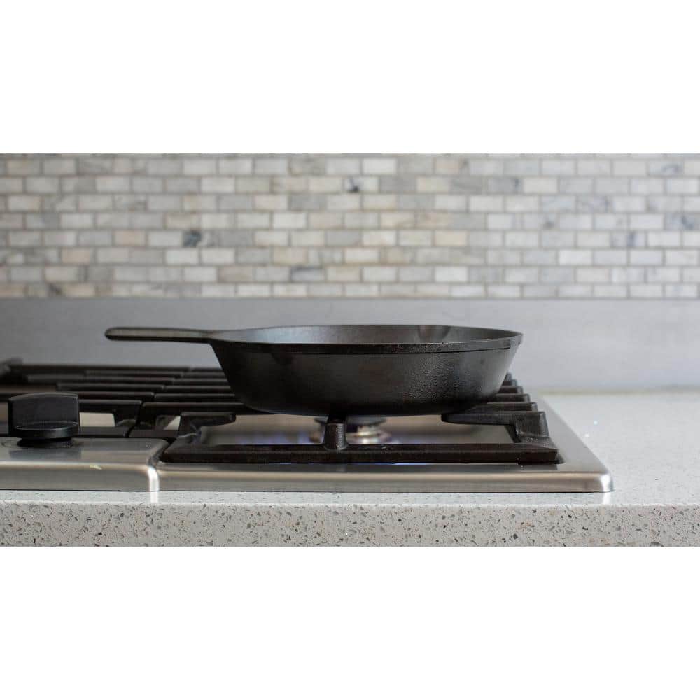12 in. Cast Iron Skillet in Black with Pour Spout - Hercitys