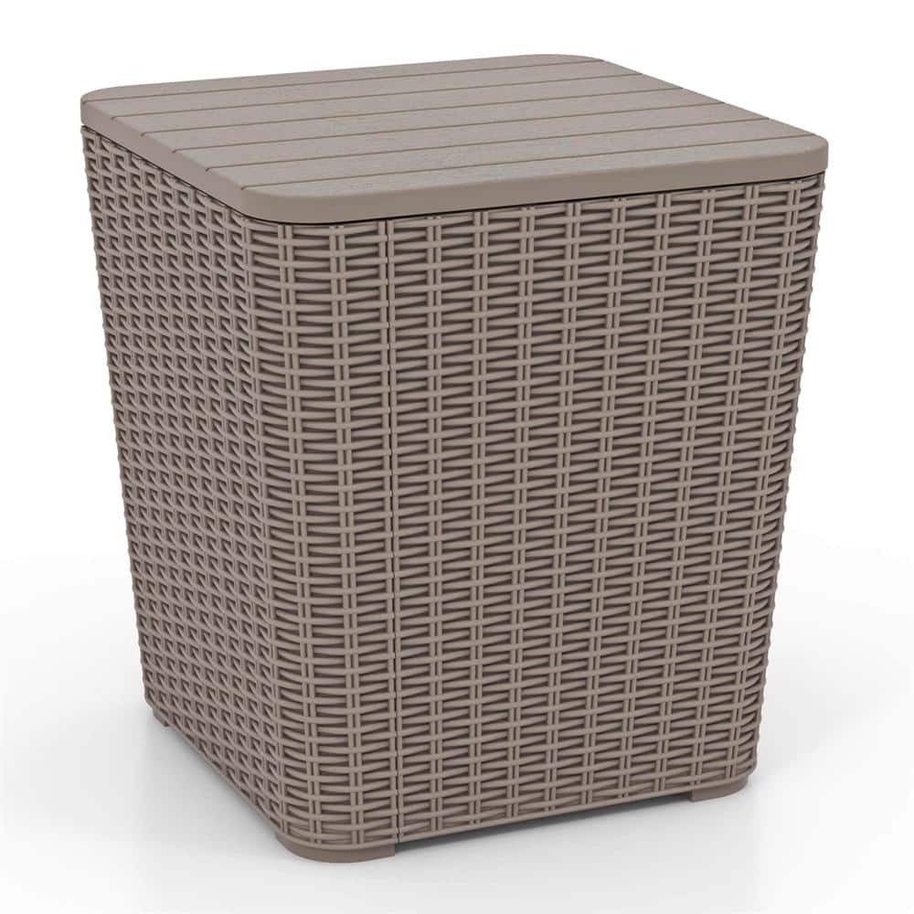 11.5 Gal. Brown Water-proof Deck Box with Removable Lid Storage Container Side Table - Hercitys