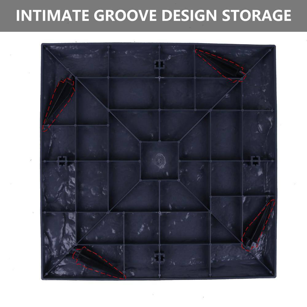 15.98 in. x 15.98 in. x 4.49 in. Square Grey Solid Weatherproof Plastic Set Paver 4-Pieces 1.5 sq. ft. - Hercitys