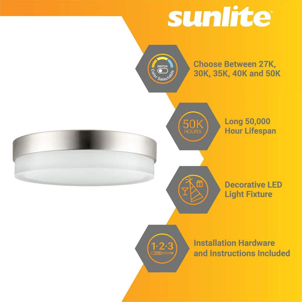 11 in. 1-Light Brushed Nickel Selectable LED Flush Mount - Hercitys