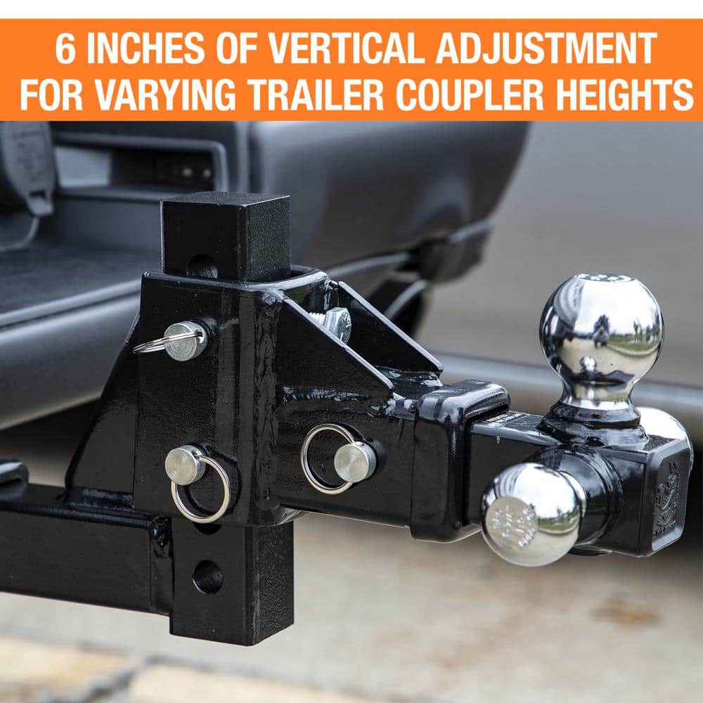 1-7/8 in., 2 in., 2-5/16 in. Chrome Towing Balls Adjustable Tri-Ball Hitch - Hercitys