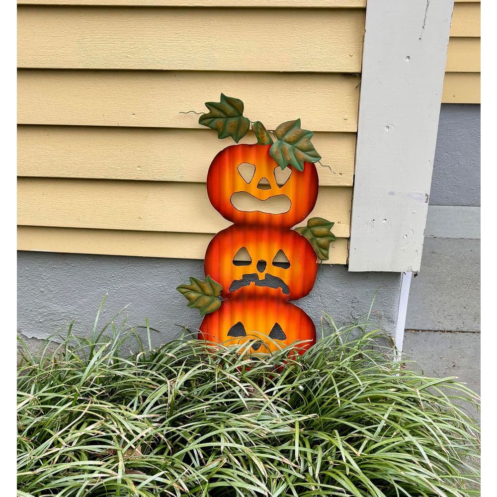 28 in. Metal Halloween Pumpkin Yard Stake - Hercitys