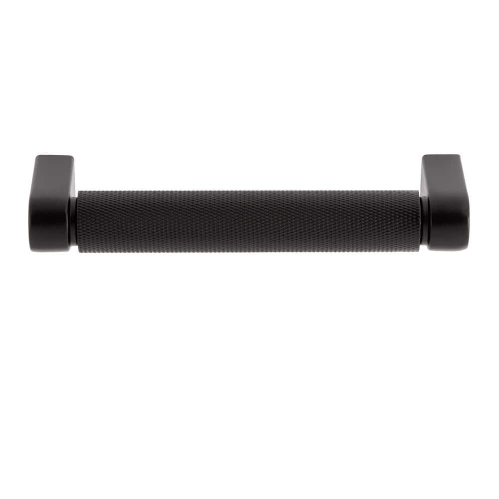 5-Pack Kent Knurled 4 in. (102 mm) Center-to-Center Industrial Matte Black Bar Drawer Pull - Hercitys