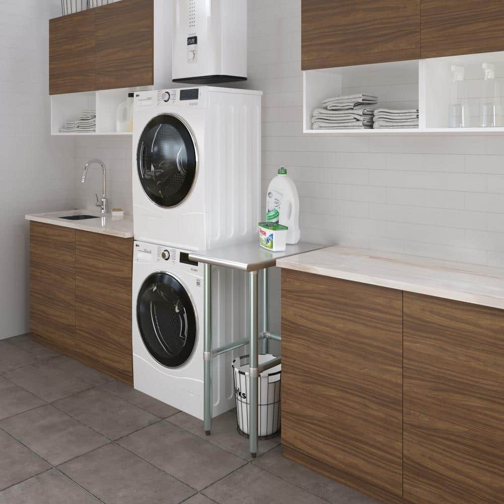 24 in. x 15 in. Stainless Steel Open Base Kitchen Utility Table Metal Prep Table - Hercitys