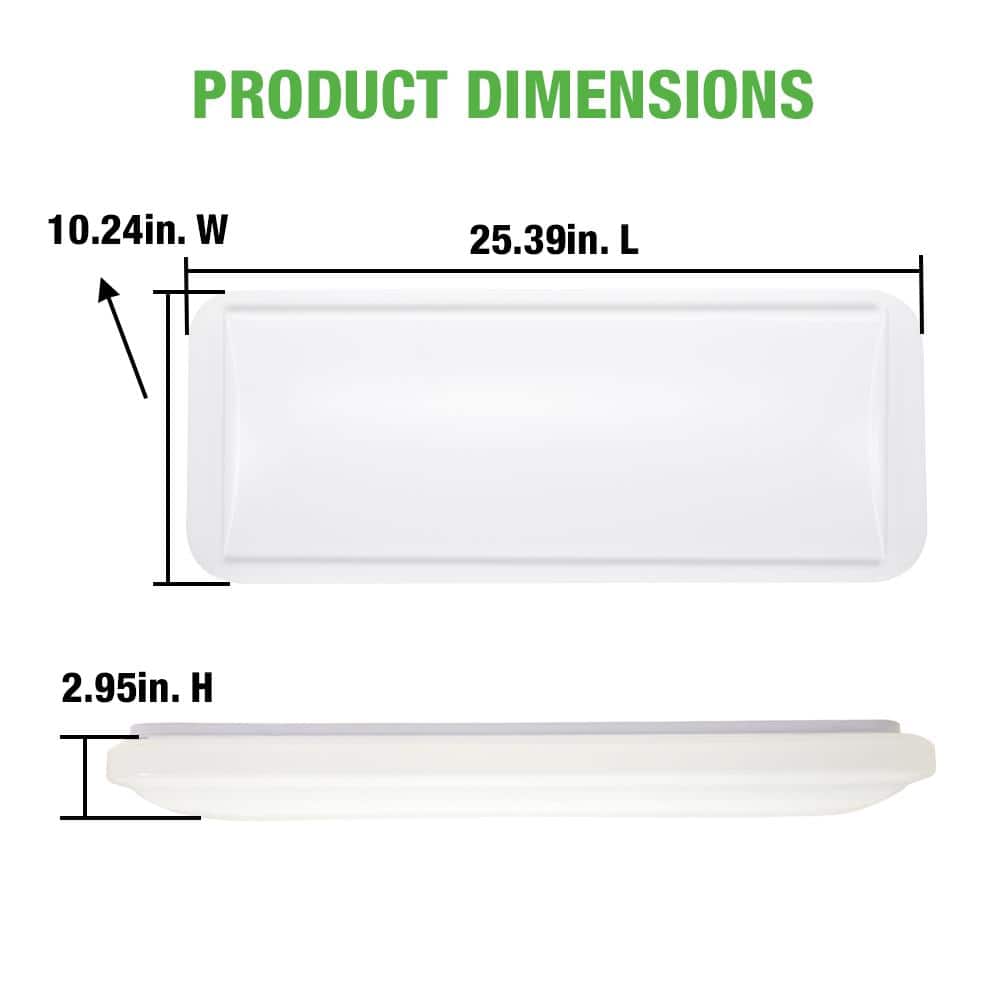 24 in. x 10 in. Classic White LED Flush Mount Closet Light 1600 Lumens 20-Watt Adjustable CCT Kitchen Light Dimmable - Hercitys