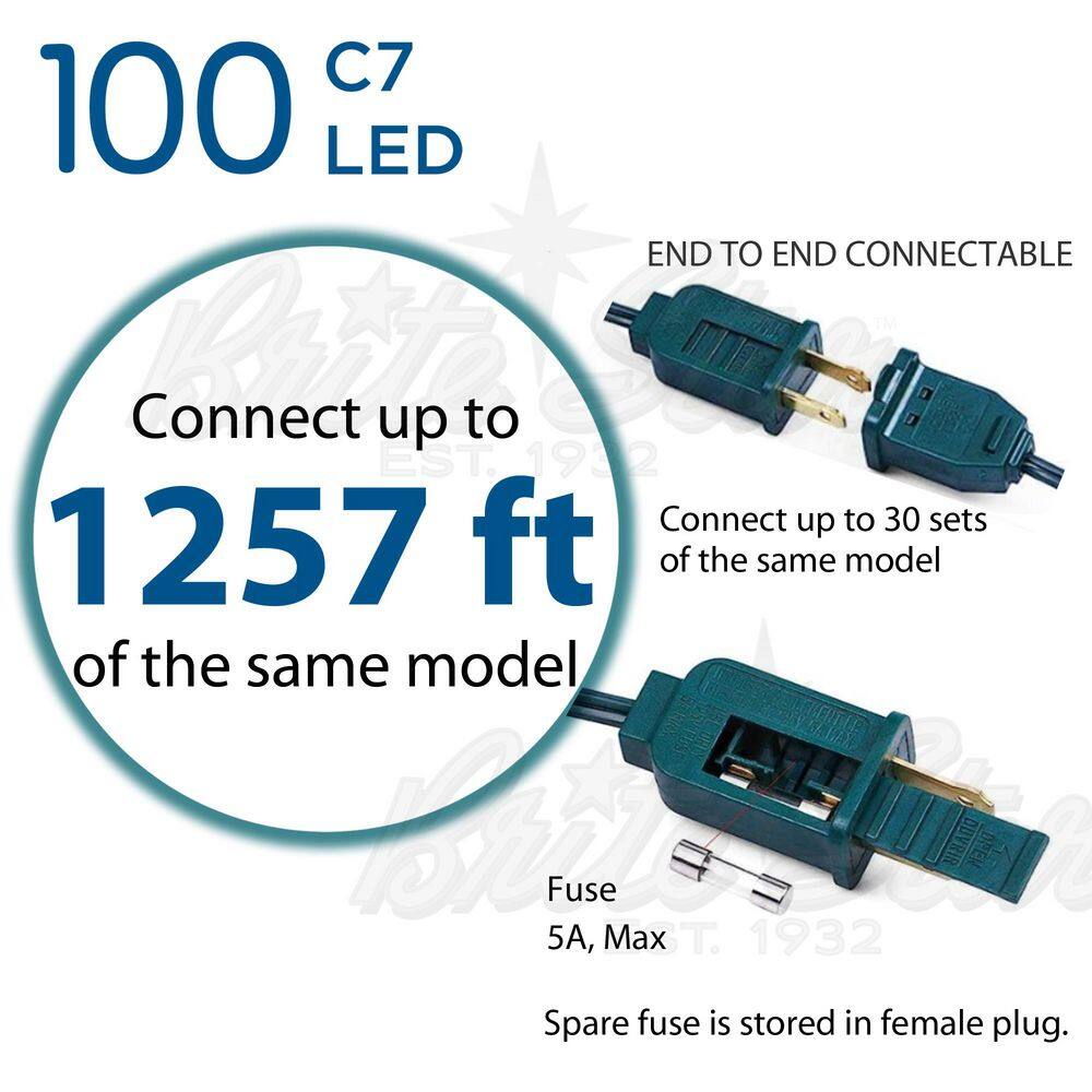 100-Light Pure White Faceted C7 LED Light Set - Hercitys