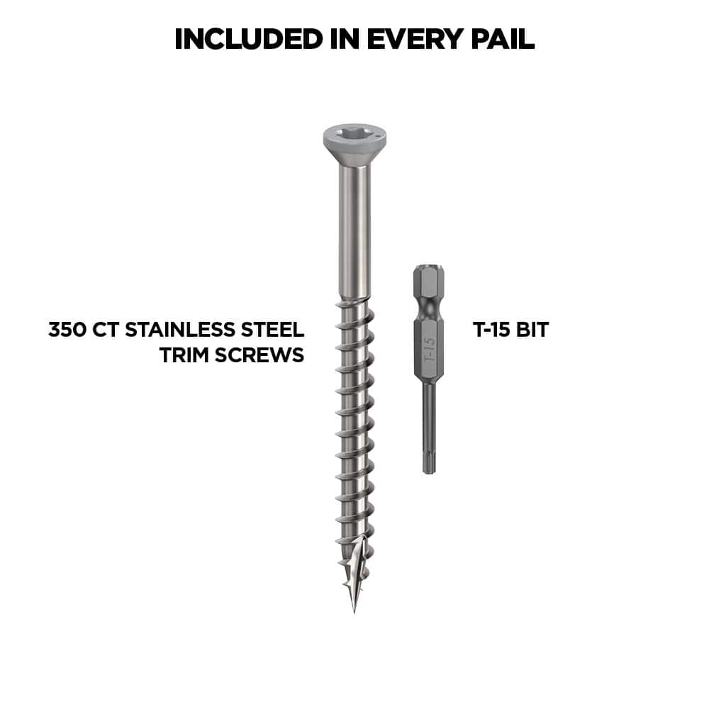2-1/2 in. #8 316 Stainless Steel Gray Premium Star Drive Trim Screws (350-Count) - Hercitys