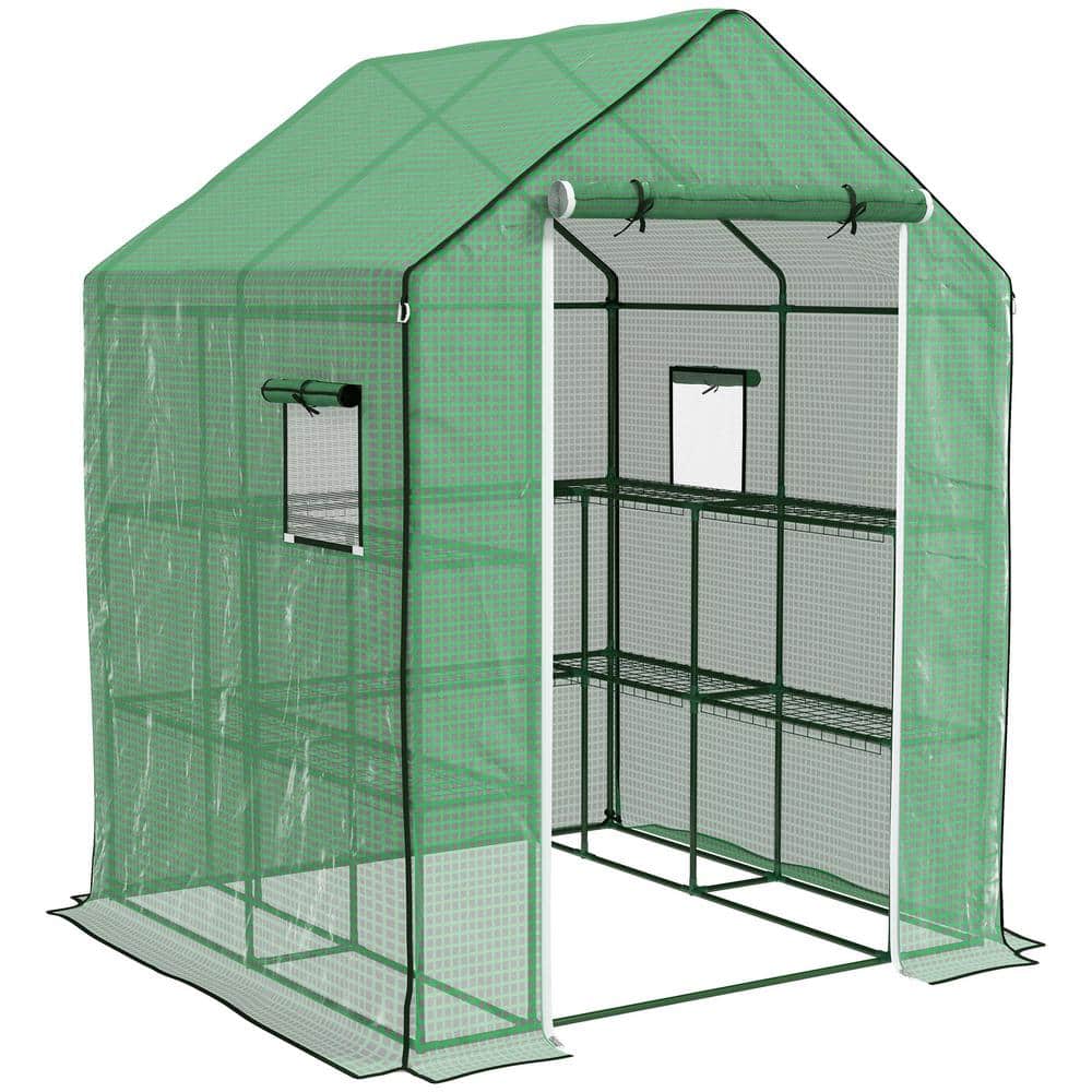 55 in. x 56.25 in. x 74.75 in. Steel, PE Green Greenhouse - Hercitys