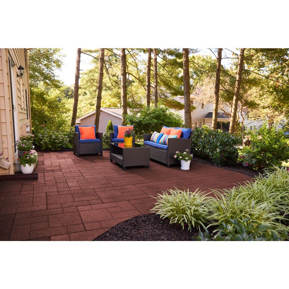 24 in. x 24 in. x 5/8 in. Red Dual-Sided Rubber Paver (4-Pack) - Hercitys