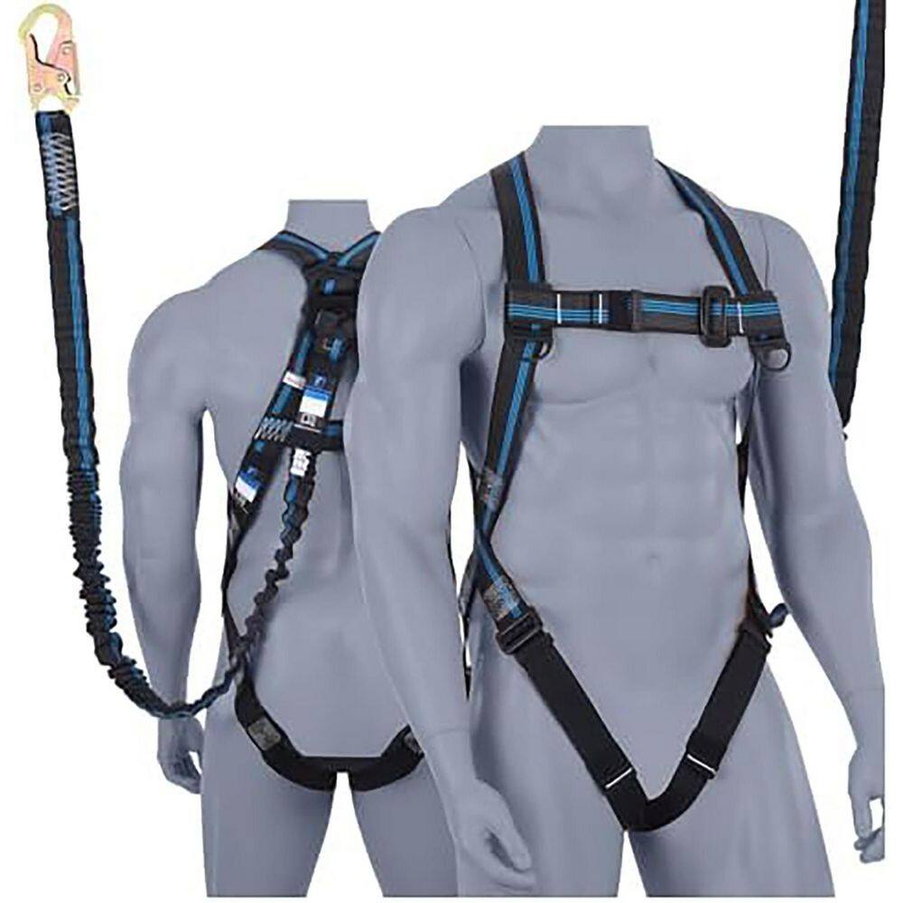 3 pt Full Body Safety Harness Kit with 6 ft. Shock Absorbing Lanyard Snap Hook for Construction Roofing Scaffolding Use - Hercitys