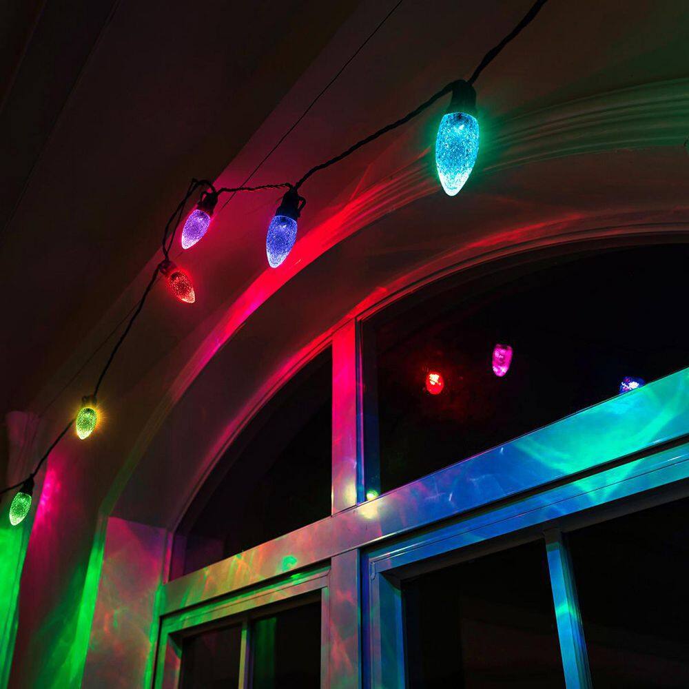 11 ft. 12-Count Facetted LED Large C9 Bulb RGBw Color-Changing Christmas String Light - Hercitys