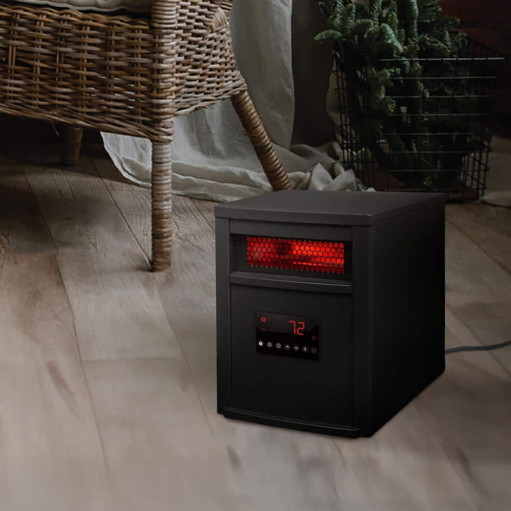 1500-Watt Electric Cabinet 6-Element Infrared Heater with Black Steel - Hercitys