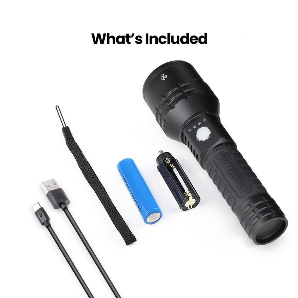 2000 lumens 7.5 in. Dual Power LED Rechargeable Long Range Handheld Flashlight (3-Pack) - Hercitys