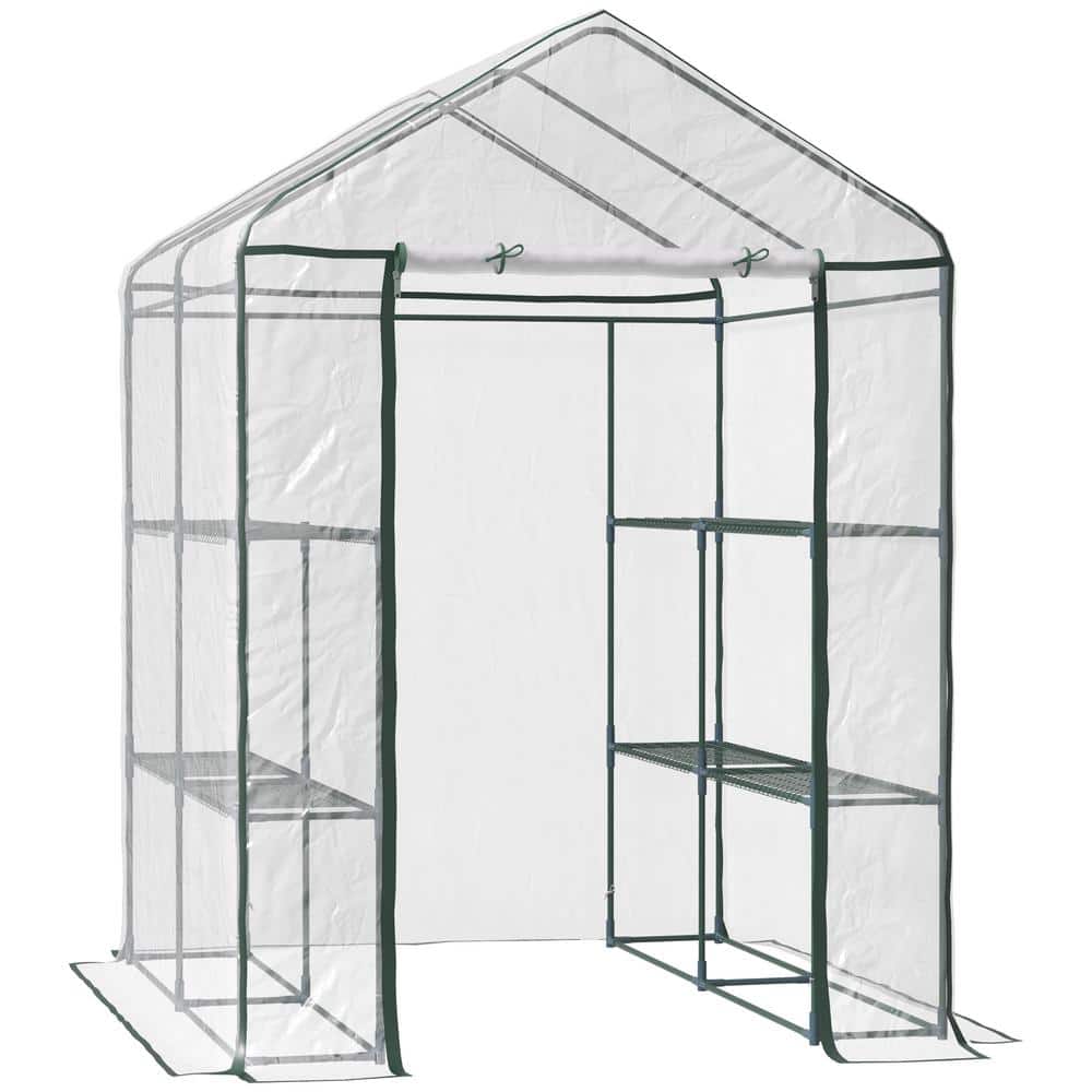 5 ft. W x 5 ft. D x 6 ft. H Mini Walk-In Greenhouse Kit, Portable Green House with 3-Tier Shleves, Roll-Up Door - Hercitys