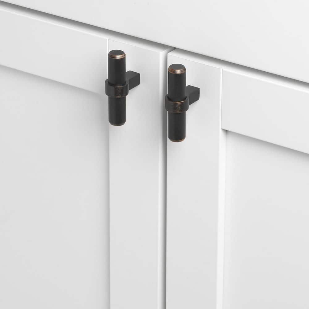 2-1/4 in. Solid Steel Euro Style Oil Rubbed Bronze Finish T-Bar Cabinet Knobs (10-Pack) - Hercitys