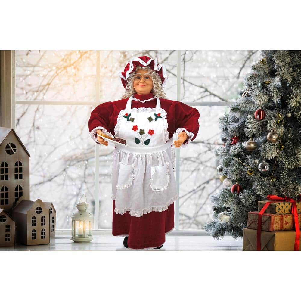 36 in. Christmas Baking Mrs. Claus with Apron, Christmas Cookies, Music and Motion - Hercitys