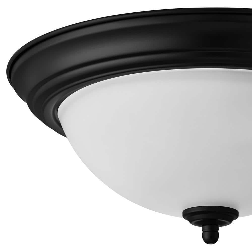12.75 in. 2-Light Black Flush Mount Ceiling Light Fixture with Frosted Glass Shade (2-Pack) - Hercitys