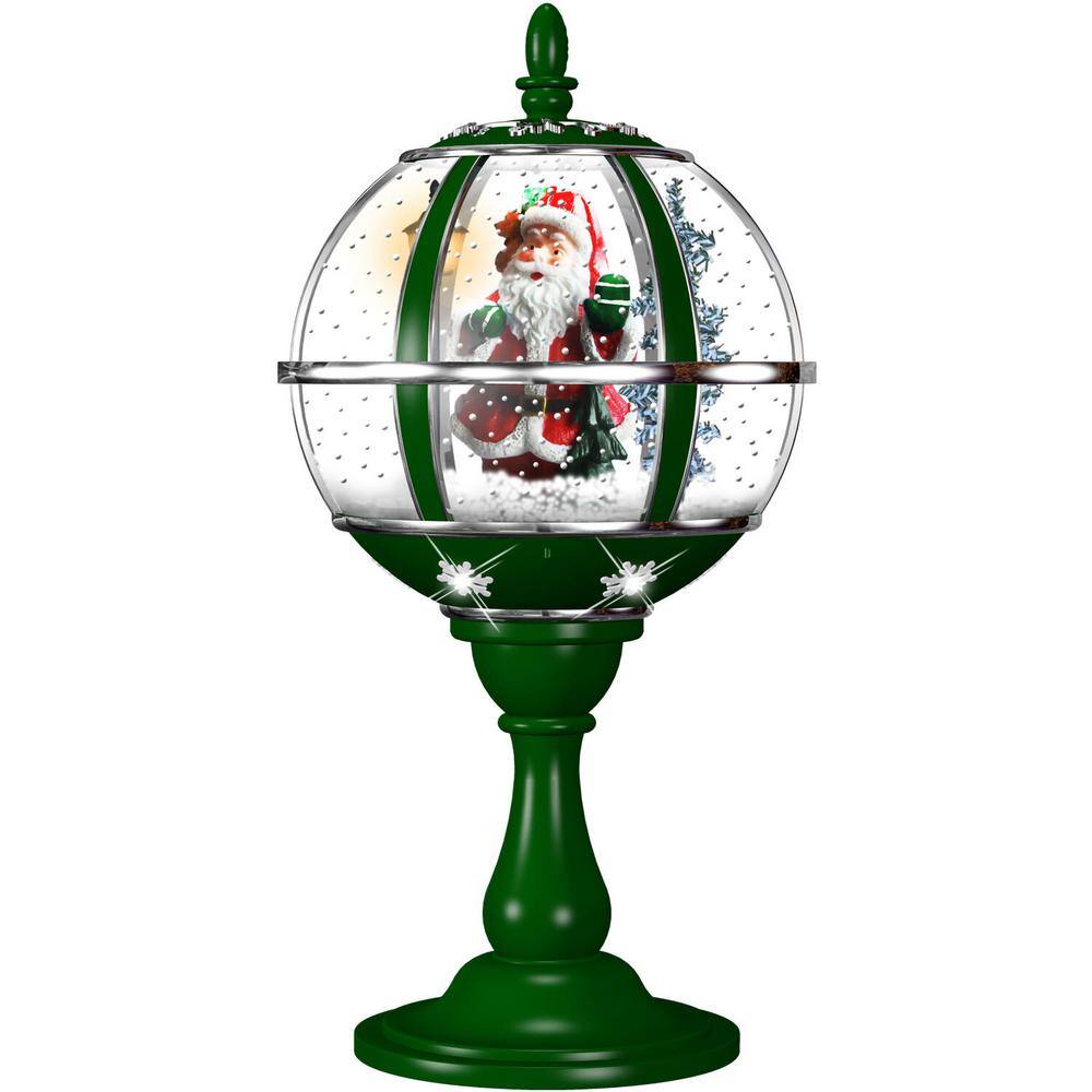 23 in. Christmas Musical Snow Globe with Santa Scene, Cascading Snow and Christmas Carols - Hercitys