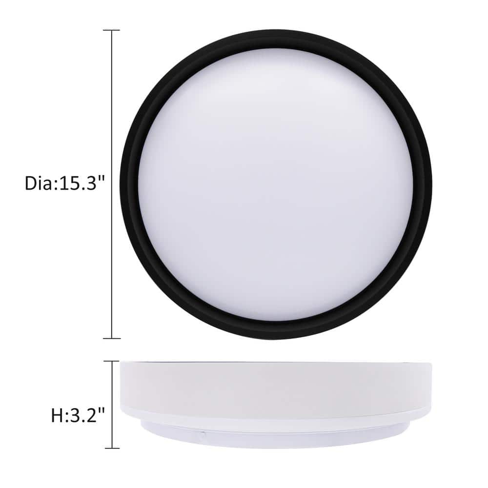 15.3 in. White Shade Adjustable CCT 3000K/4000K/5000K Dimmable Flush Mount Light Fixture - Hercitys