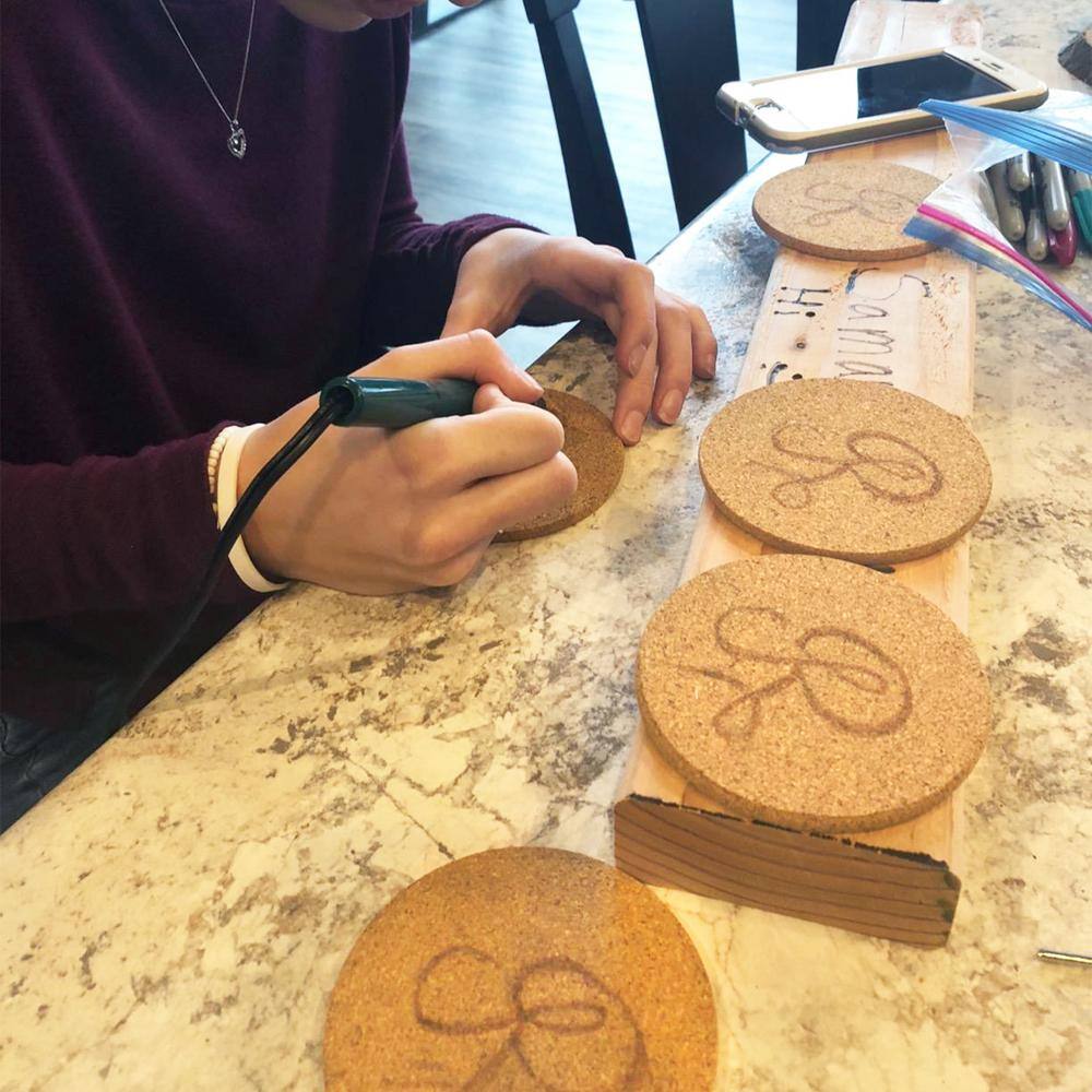 4 in. Dia Round Black Felt Coasters with Holder (Set of 8) - Hercitys