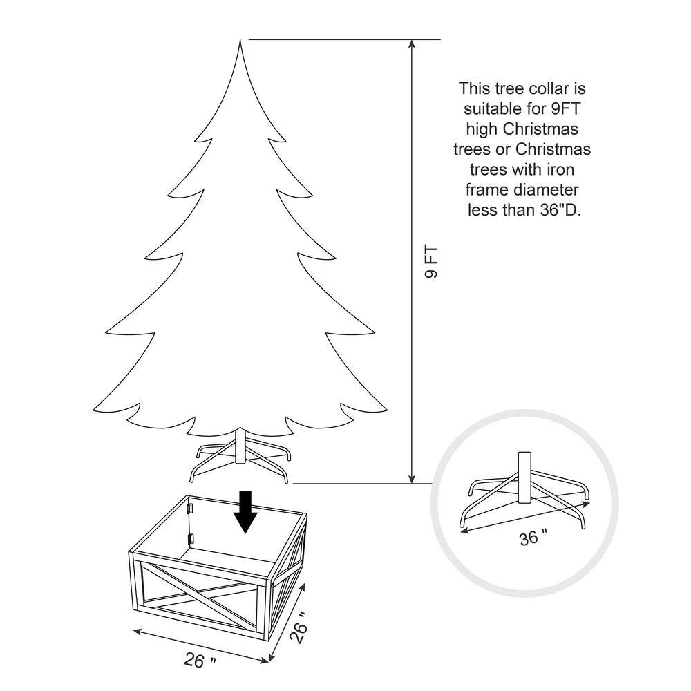 26 in. L Washed Black Wooden Tree Collar - Hercitys