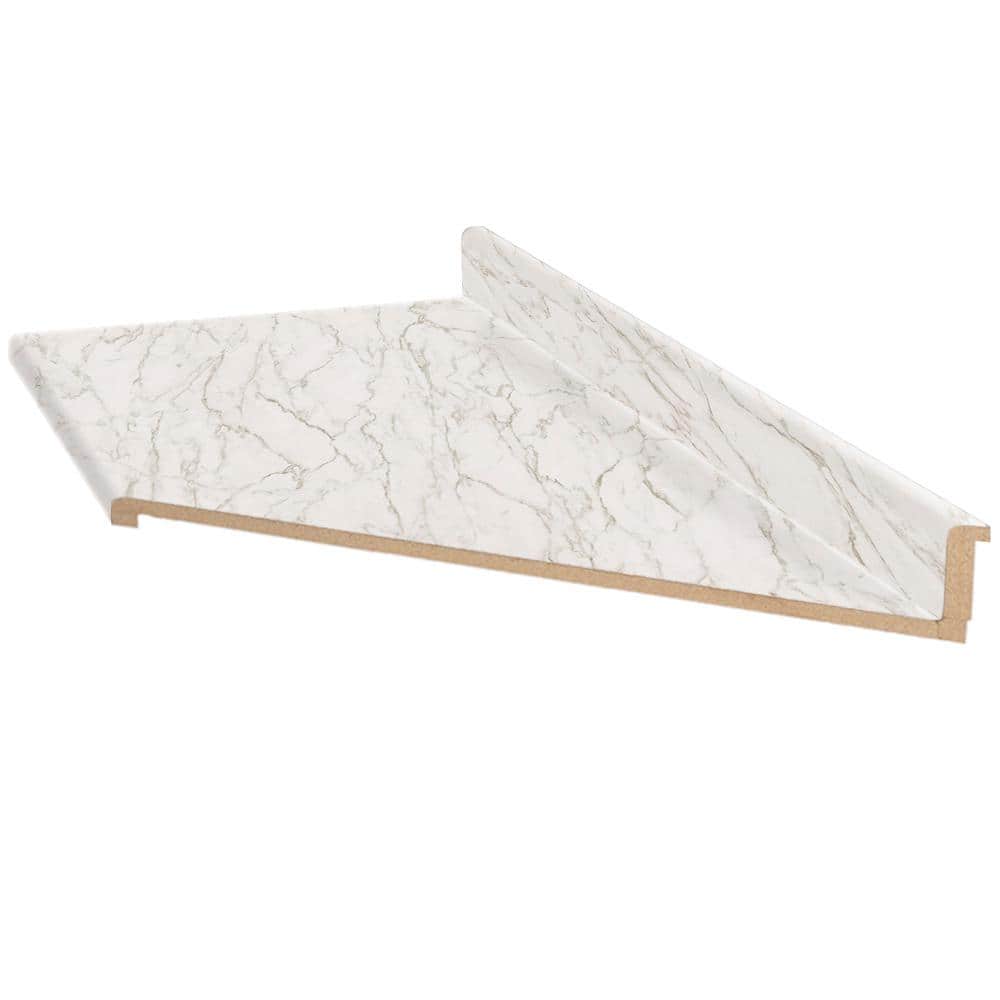 10 ft. Right Miter Laminate Countertop in Textured Anzio Marble with Waterfall Edge and Integrated Backsplash - Hercitys