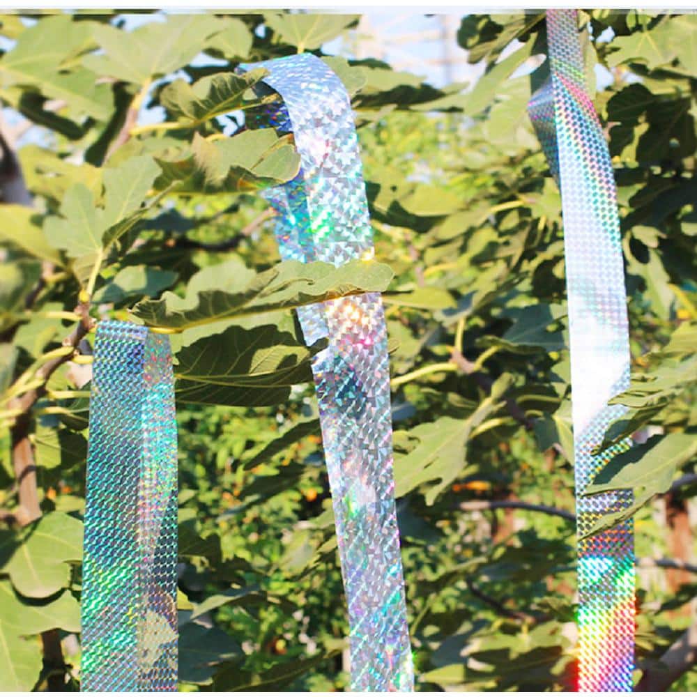 1.89 in. x 328 ft. Double Sided Holographic Bird Scare Tape, Laser Flower, (2-Pack) - Hercitys