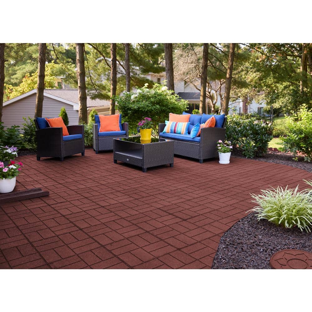 16 in. x 16 in. x 5/8 in. Red SmartLoc Rubber Paver (9-Pack) - Hercitys