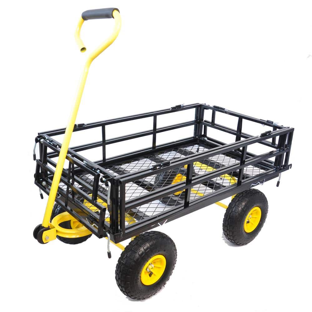 16 Cu.Ft. Black Metal Wagon Garden Cart - Hercitys