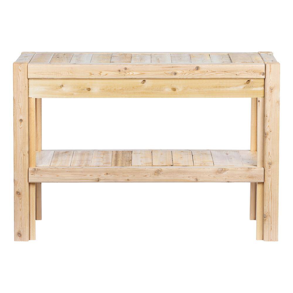 2 Tiers Cedar Adjustable Shelf Garage Storage Shelving Unit in Unfinished Cedar Wood (44 in. W x 30 in. H x 16 in. D) - Hercitys