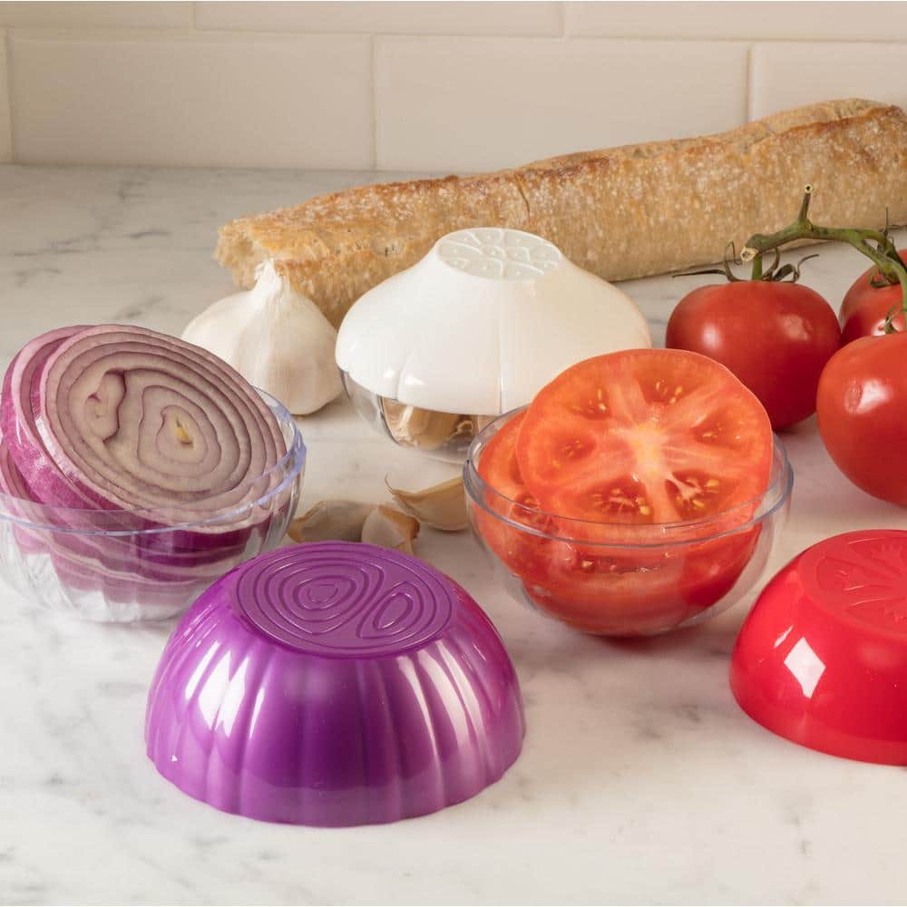 3-Piece Pro-Line Food Savers: Onion Saver Tomato Saver Garlic Saver - Hercitys